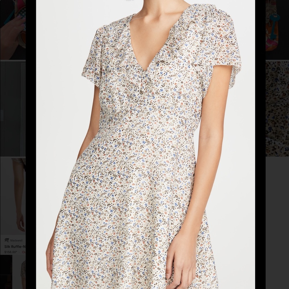 Madewell Silk Ruffle Neck Mini Dress